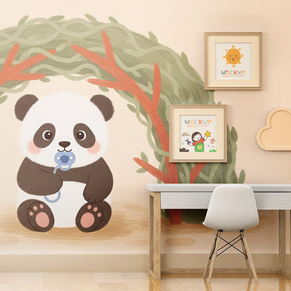 Kids-Mundo baby panda wall mural made to measure for a young child's bedroom wall