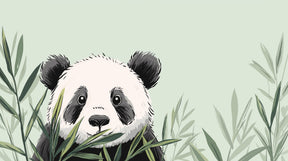 Detailed panda in green foliage mural wallpaper design pattern by Kids-Mundo