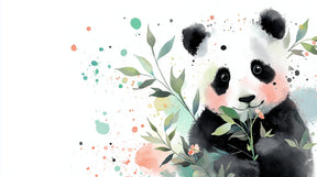 Detailed watercolor panda mural wallpaper design pattern with botanical elements by Kids-Mundo