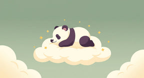 Detailed sleeping panda on cloud mural wallpaper design pattern with sage green background by Kids-Mundo