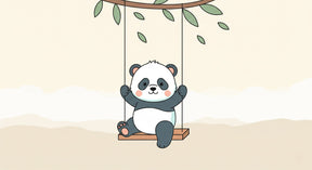 Detailed panda swing mural wallpaper design pattern with beige green tones by Kids-Mundo