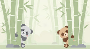 Detailed panda bamboo mural wallpaper design pattern showing adorable pandas by Kids-Mundo