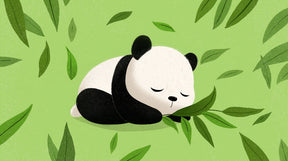 Detailed panda and green leaves mural wallpaper design pattern by Kids-Mundo