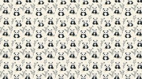 Detailed panda mural wallpaper design pattern showing adorable animals with botanical elements by Kids-Mundo