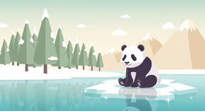 Detailed panda on iceberg mural wallpaper design pattern with arctic landscape by Kids-Mundo