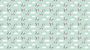 Detailed panda and cloud mural wallpaper design pattern showing cute animals on blue sky by Kids-Mundo