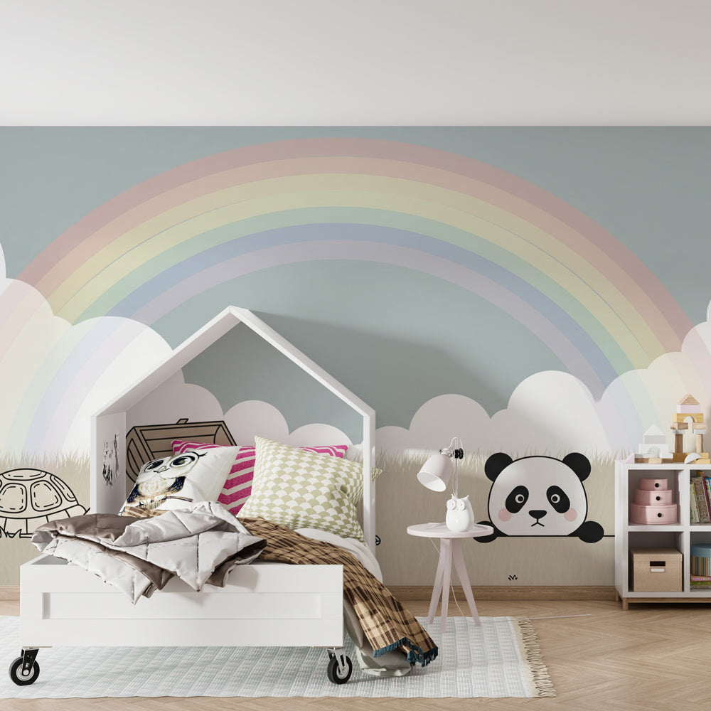 Nature treasure themed panda wallpaper for modern nursery decor by Kids-Mundo
