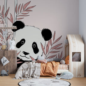 Nature-inspired panda wallpaper transforming kids playroom into peaceful sanctuary