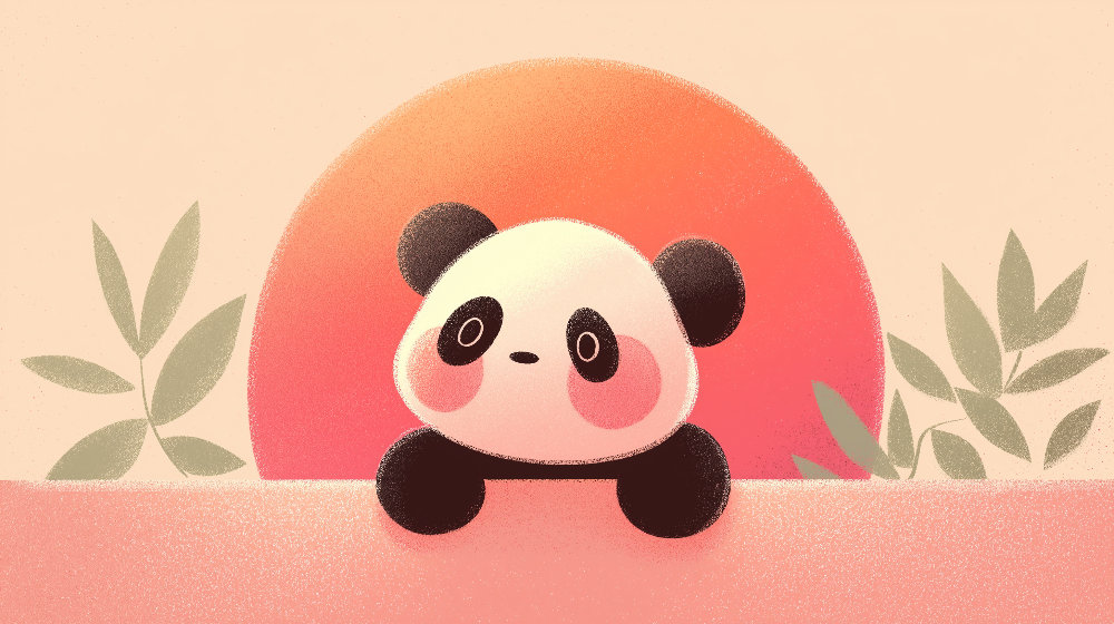 Cute Panda Pastel Sunset Wall Mural