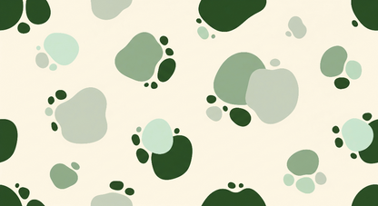 Kids-Mundo flat artwork of soft green paw prints in a repeating pattern.