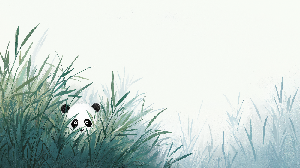Panda Peeking Through Bamboo Grass Wall Mural