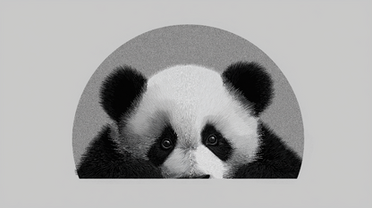 Kids-Mundo flat artwork of the realistic monochrome panda portrait wall mural design