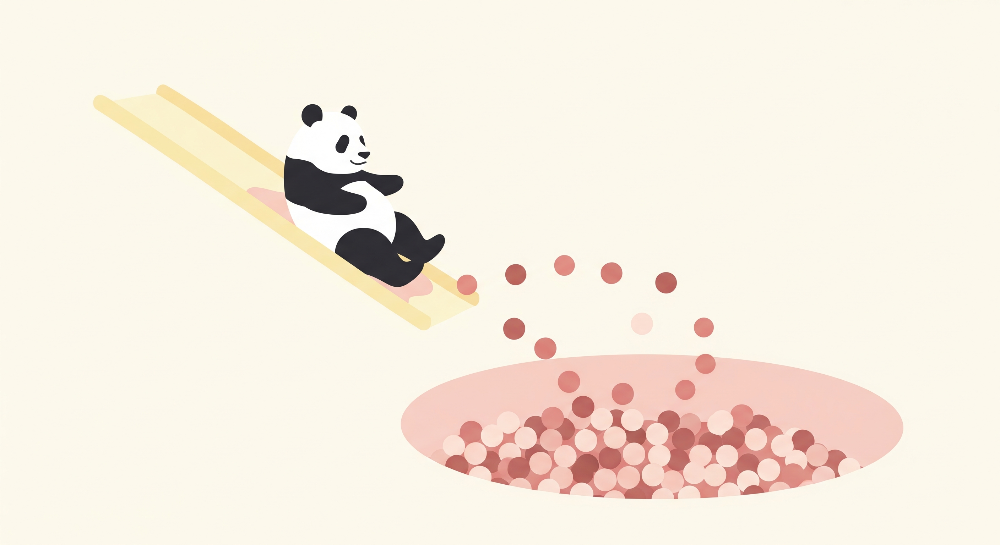Panda Sliding into a Ball Pit Wall Mural