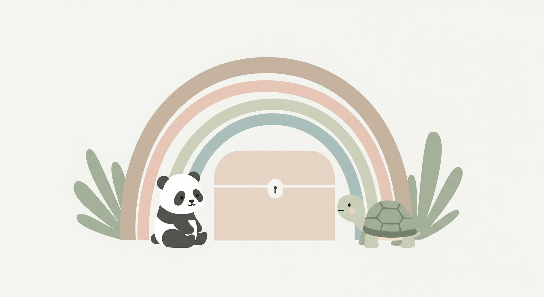 Detailed panda and turtle rainbow mural wallpaper design pattern by Kids-Mundo