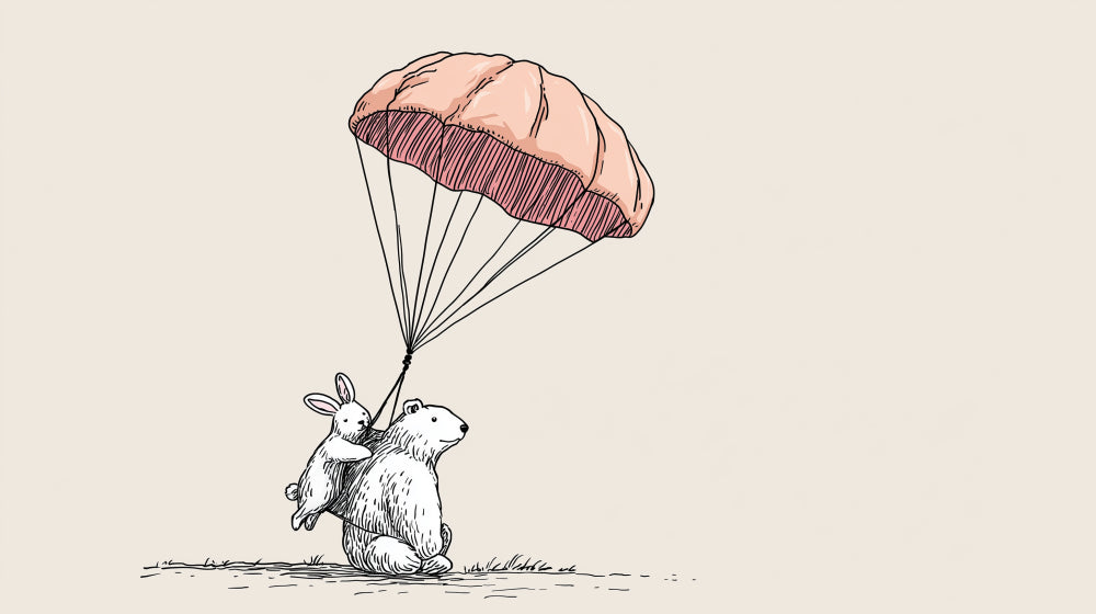 Detailed bear and rabbit parachute mural wallpaper design pattern by Kids-Mundo