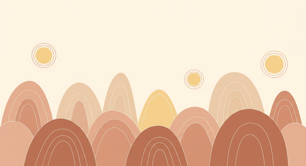 Flat artwork preview of the Kids-Mundo pastel boho hills and sunshine wall mural