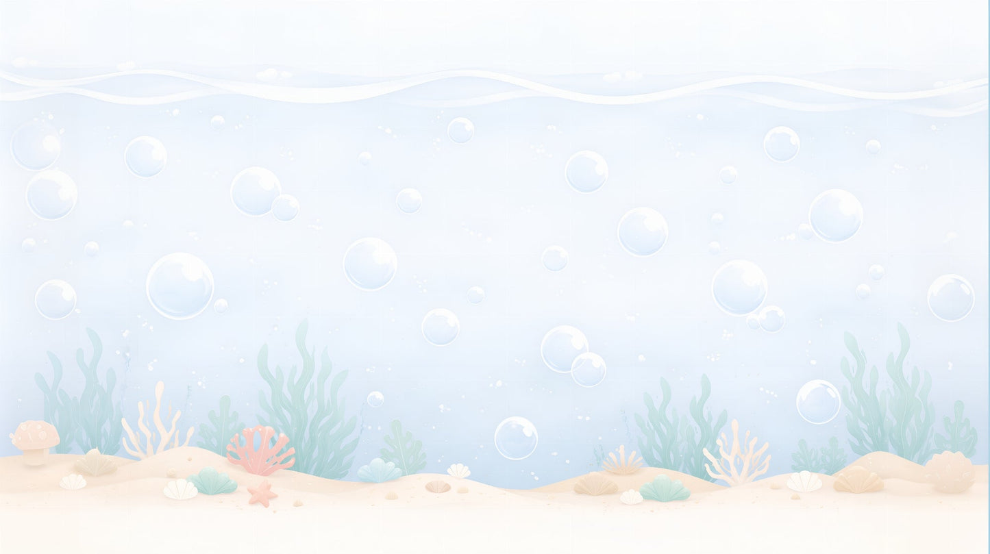 Kids-Mundo flat artwork of the pastel bubbles underwater wall mural design