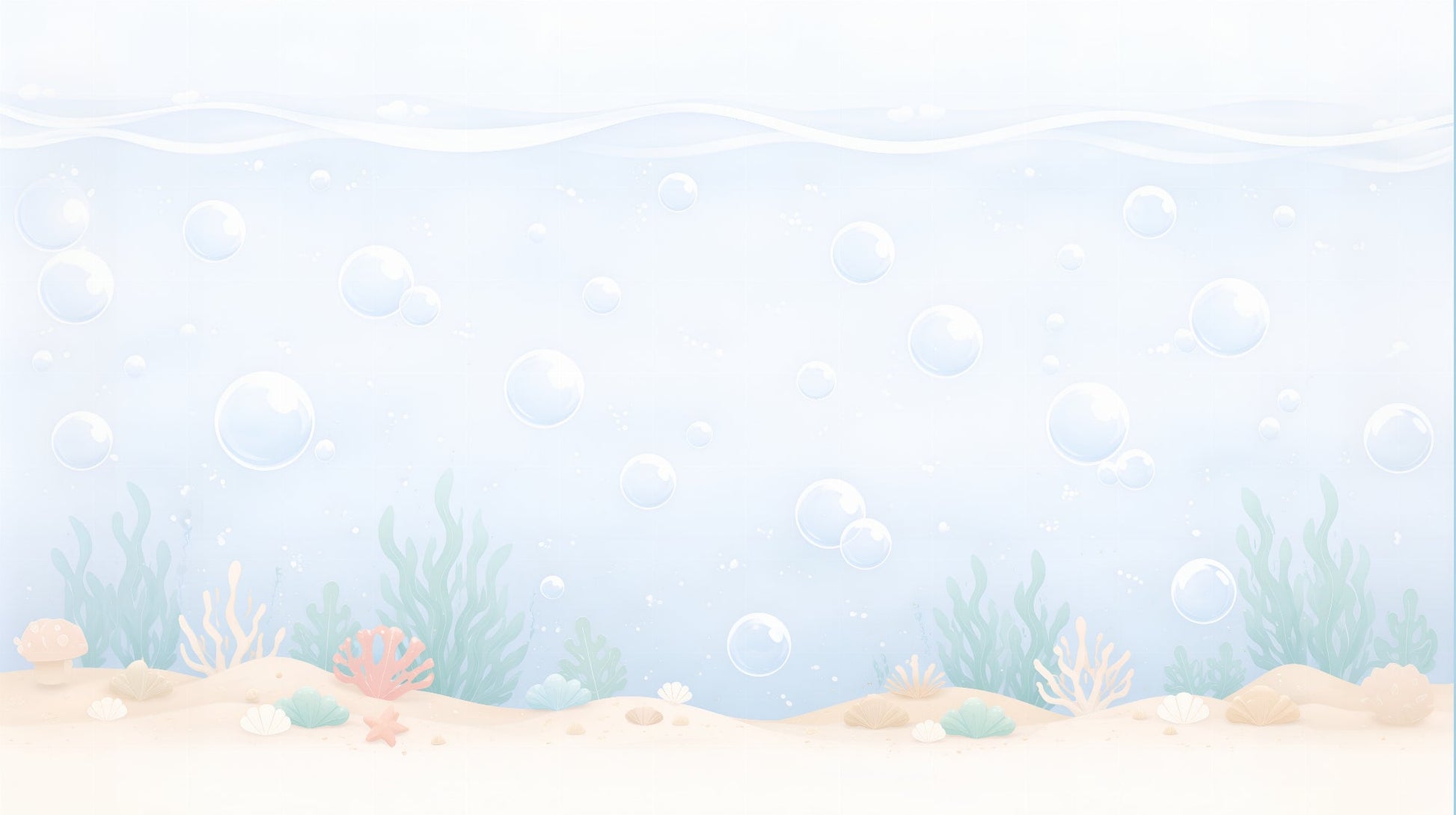 Kids-Mundo flat artwork of the pastel bubbles underwater wall mural design