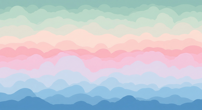 Kids-Mundo pastel cloud gradient wall mural artwork in sage, pink and blue tones