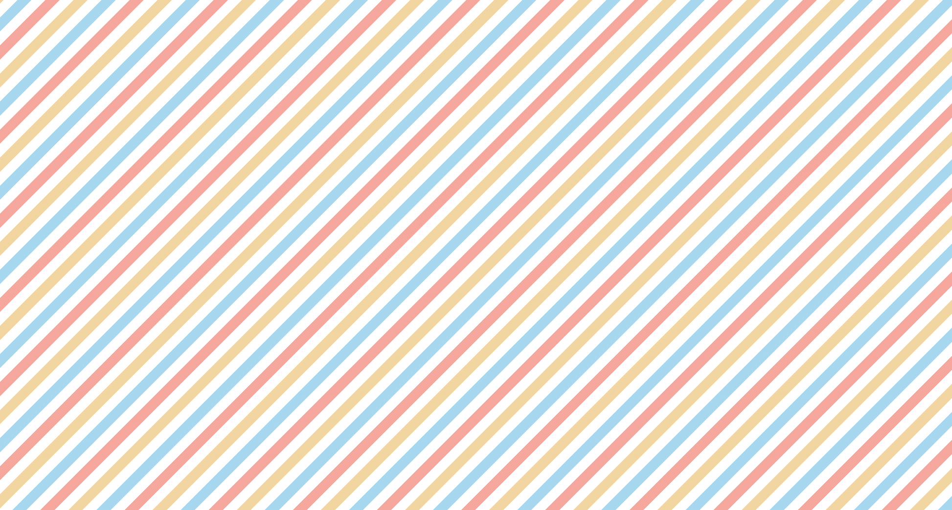 Kids-Mundo flat artwork of thin pastel diagonal stripes in blue, coral and yellow