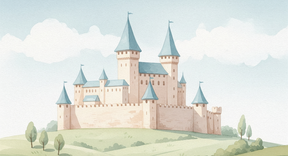 Pastel Fairytale Castle Wall Mural