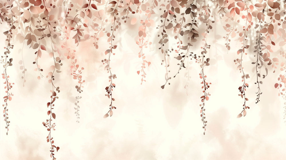 Detailed pastel foliage cascade mural wallpaper design pattern with multicolor leaves by Kids-Mundo