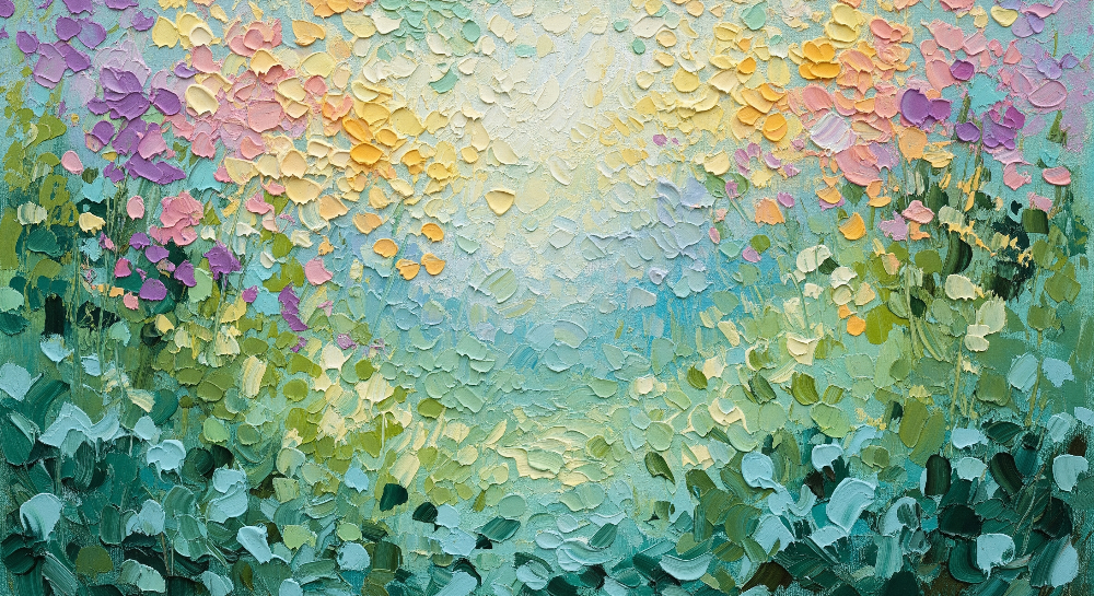 Kids-Mundo flat artwork preview of the pastel meadow floral textured wall mural design