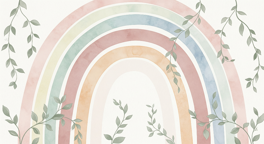 Pastel Watercolour Rainbow Wall Mural