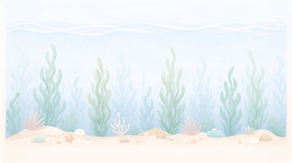 Kids-Mundo flat artwork of the pastel seaweed underwater wall mural design