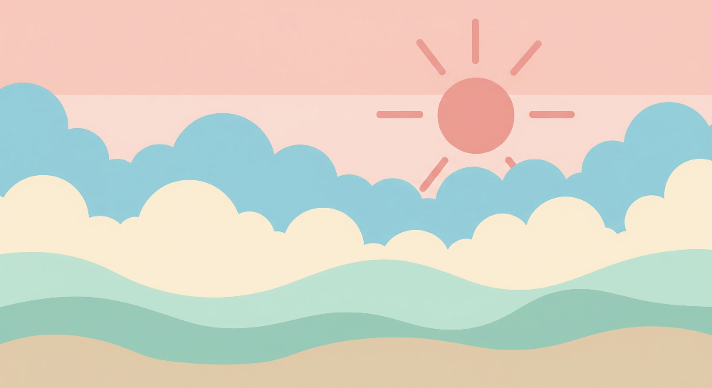 Soft Pastel Sky and Gentle Waves Wall Mural