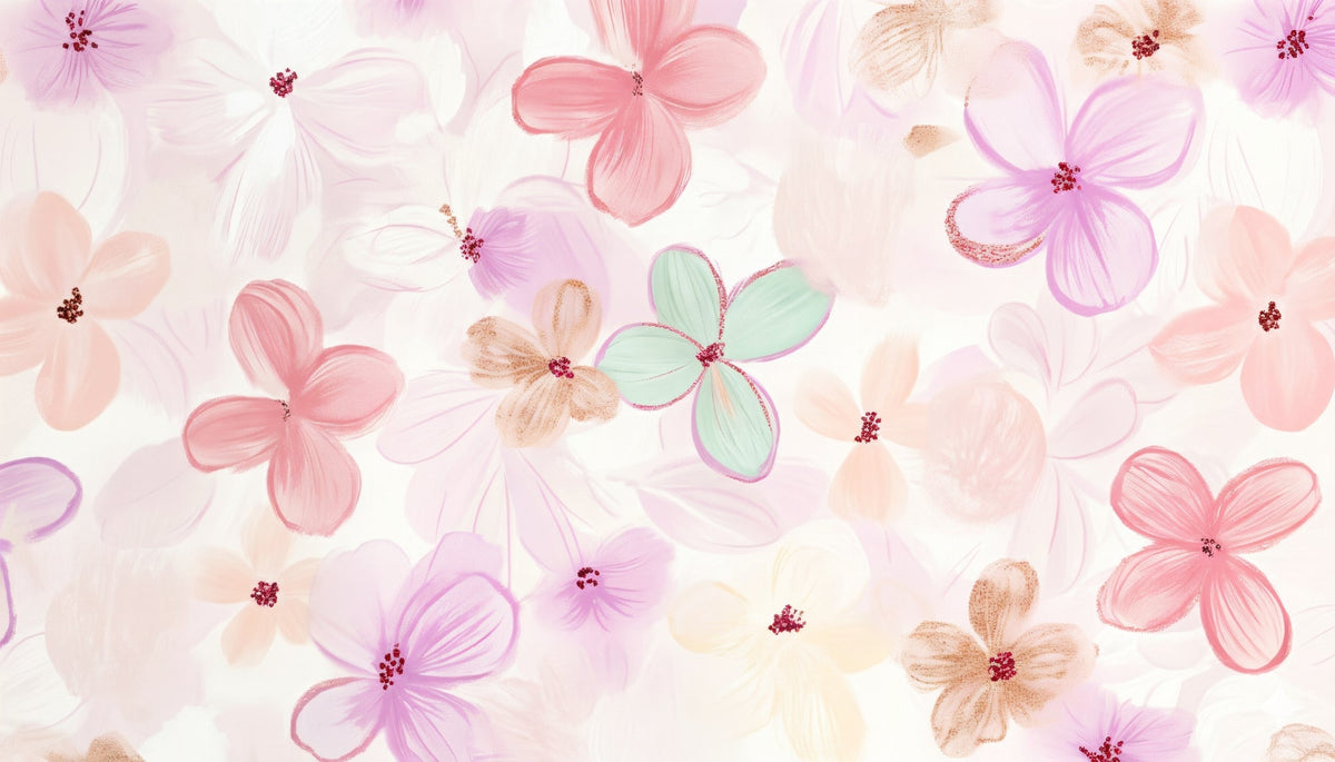 Pastel Watercolour Florals Wall Mural