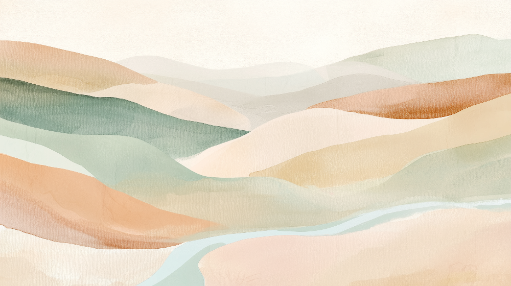 Pastel Watercolour Hills Wall Mural