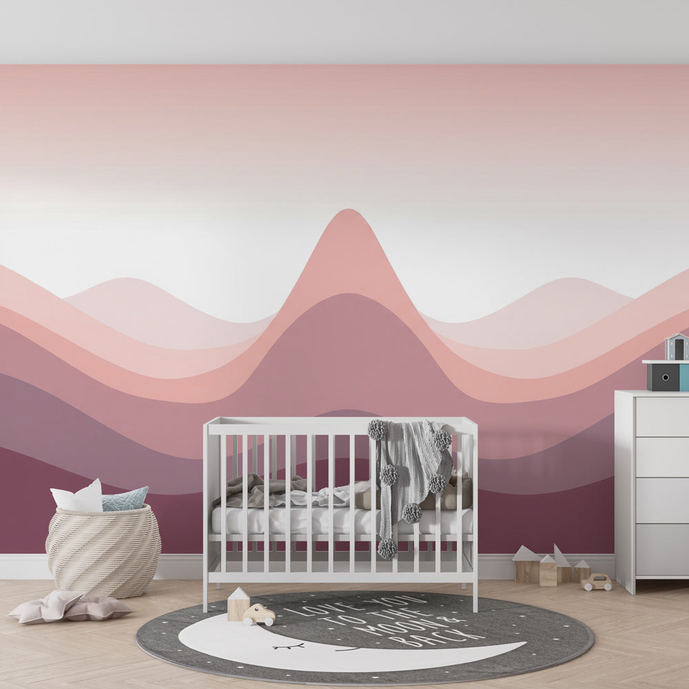 Gentle wave pattern wallpaper creating calm atmosphere in children's bedroom decor