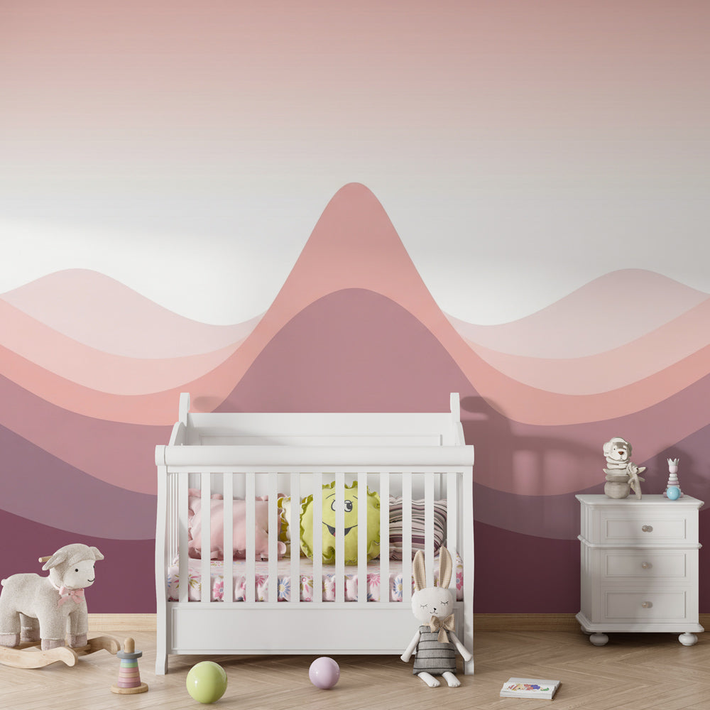 Soft pastel mural wallpaper with flowing waves for kids playroom by Kids-Mundo