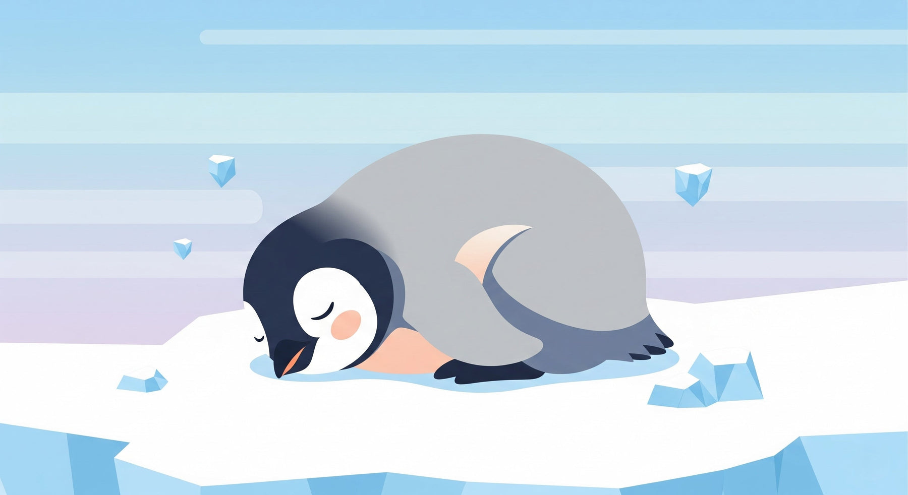 Detailed sleeping penguin on ice mural wallpaper design pattern by Kids-Mundo