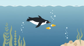 Detailed penguin ocean mural wallpaper design pattern with marine life by Kids-Mundo