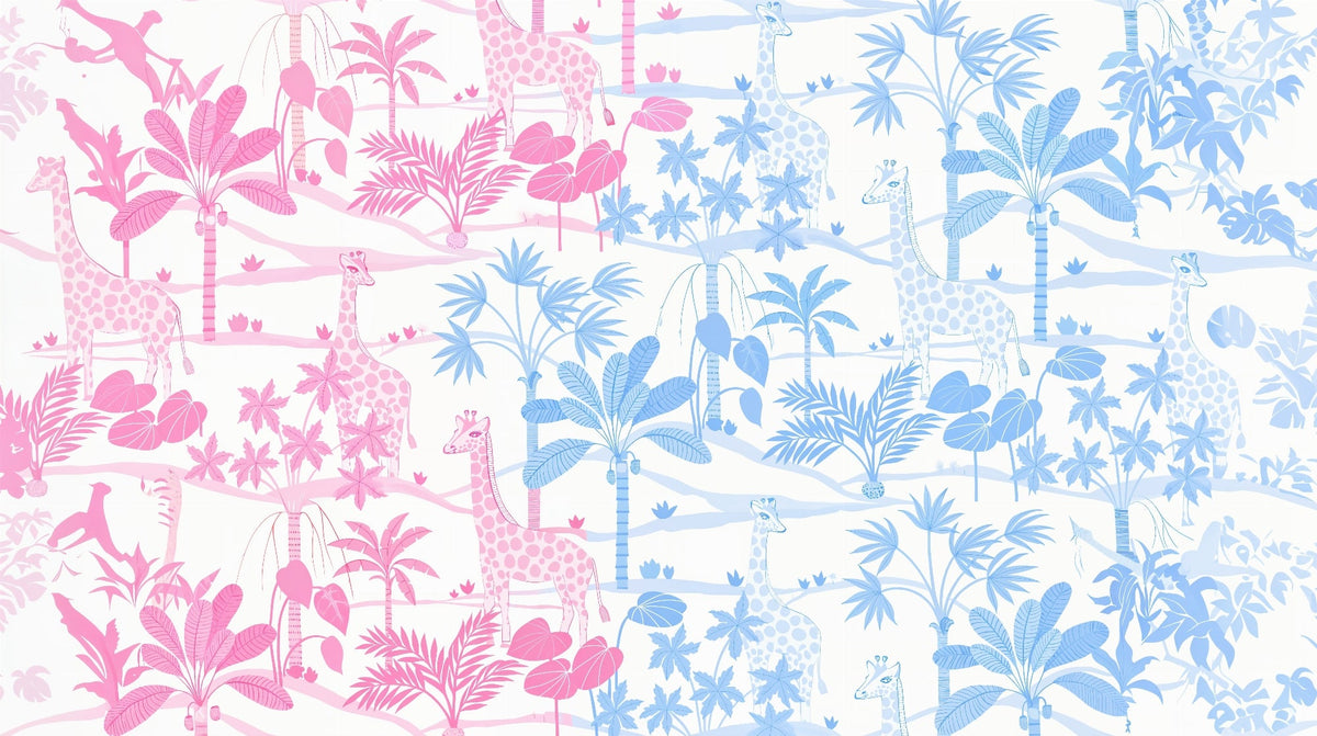 Pink and Blue Giraffe Savannah Wall Mural
