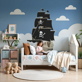 Pirate adventure mural wallpaper creating maritime themed children's bedroom decor by Kids-Mundo
