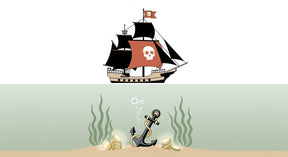 Detailed pirate adventure underwater treasure mural wallpaper design pattern by Kids-Mundo