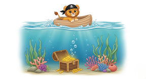 Detailed pirate lion underwater adventure mural wallpaper design pattern by Kids-Mundo