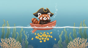 Detailed pirate panda ocean adventure mural wallpaper design pattern by Kids-Mundo