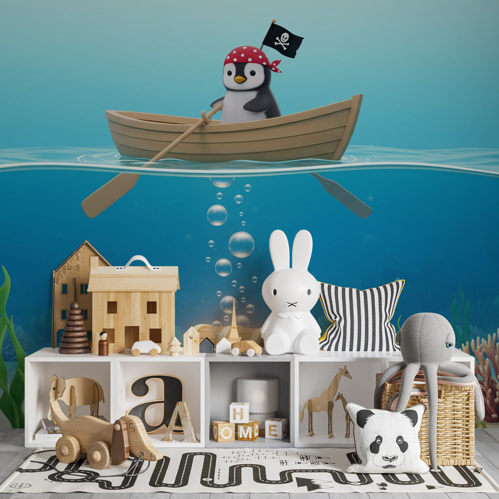 Underwater marine wallpaper creating magical ocean themed playroom by Kids-Mundo