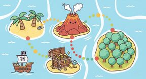 Detailed pirate treasure map mural wallpaper design pattern showing islands and ships by Kids-Mundo