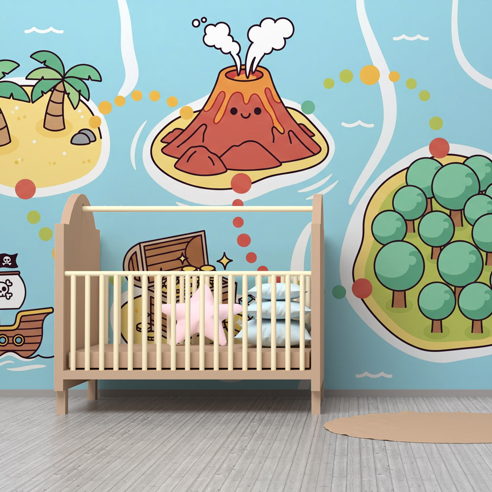 Ocean pirate adventure mural wallpaper transforming kids playroom into exploration zone