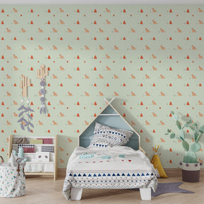 Whimsical animal pattern wallpaper transforming children's playroom with vibrant colors