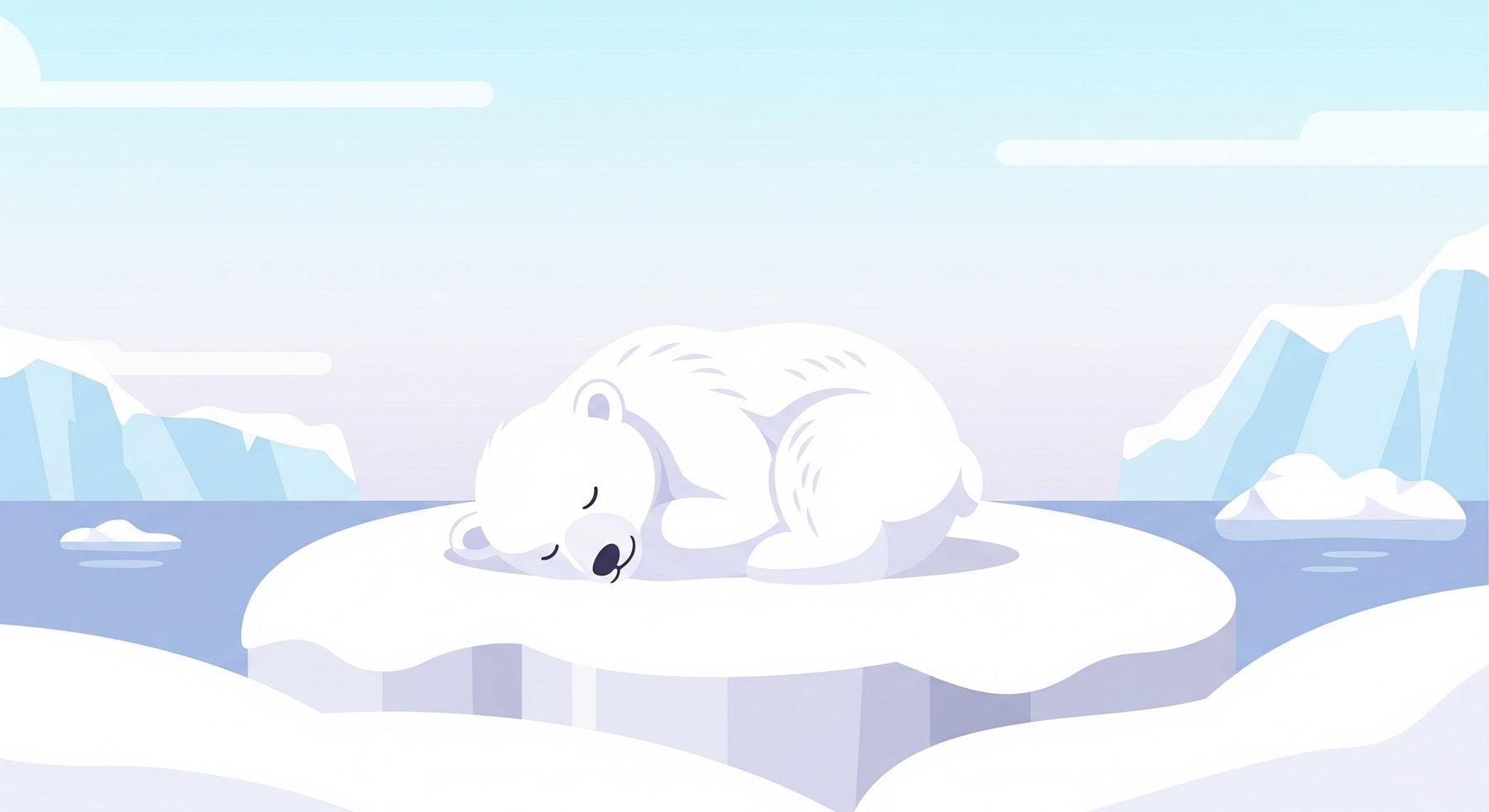 Detailed polar bear sleeping on iceberg mural wallpaper design pattern by Kids-Mundo