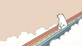 Detailed polar bear on rainbow clouds mural wallpaper design pattern by Kids-Mundo