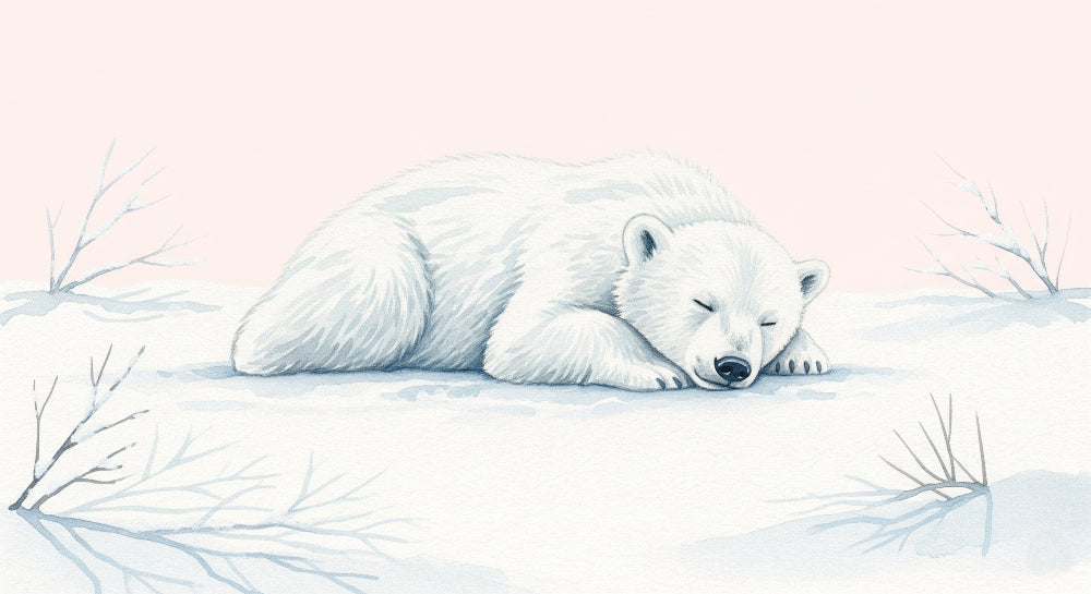 Detailed sleeping polar bear winter mural wallpaper design pattern by Kids-Mundo