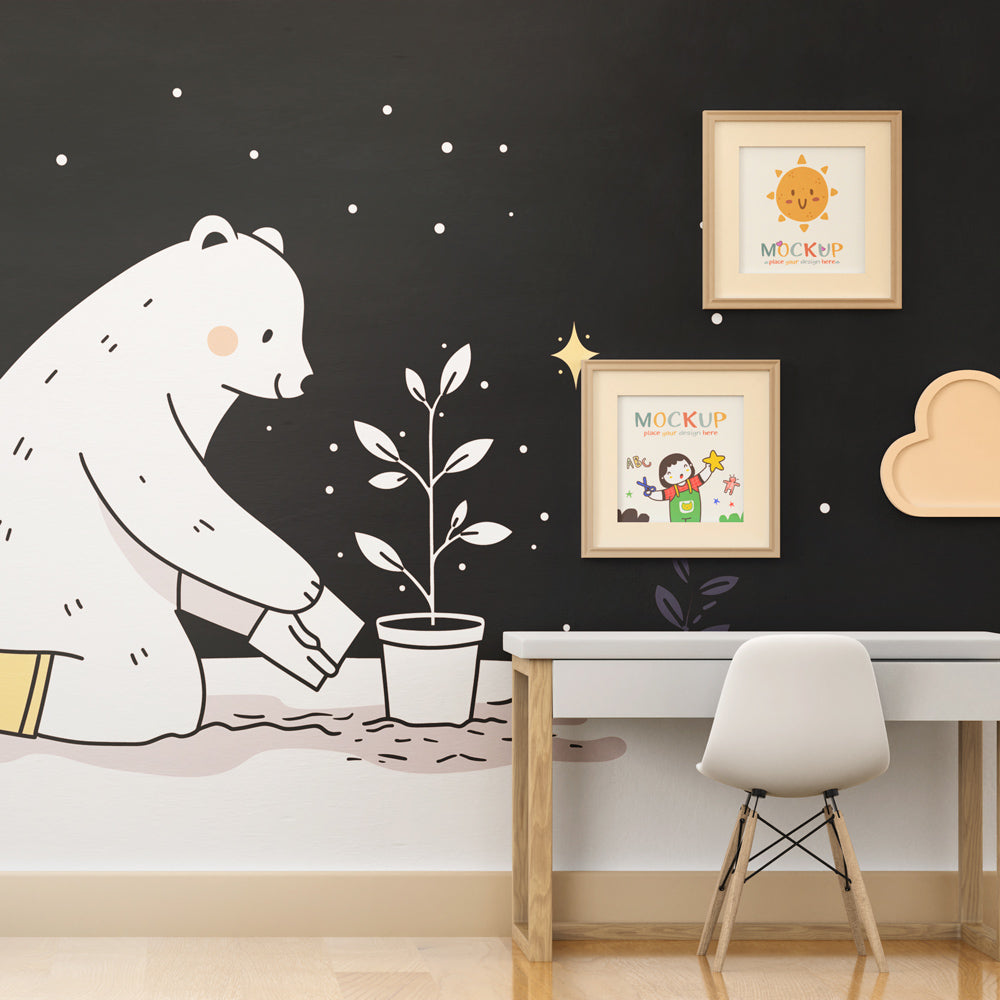 Nature-themed polar bear mural wallpaper for peaceful kids room by Kids-Mundo