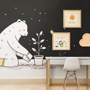 Nature-themed polar bear mural wallpaper for peaceful kids room by Kids-Mundo